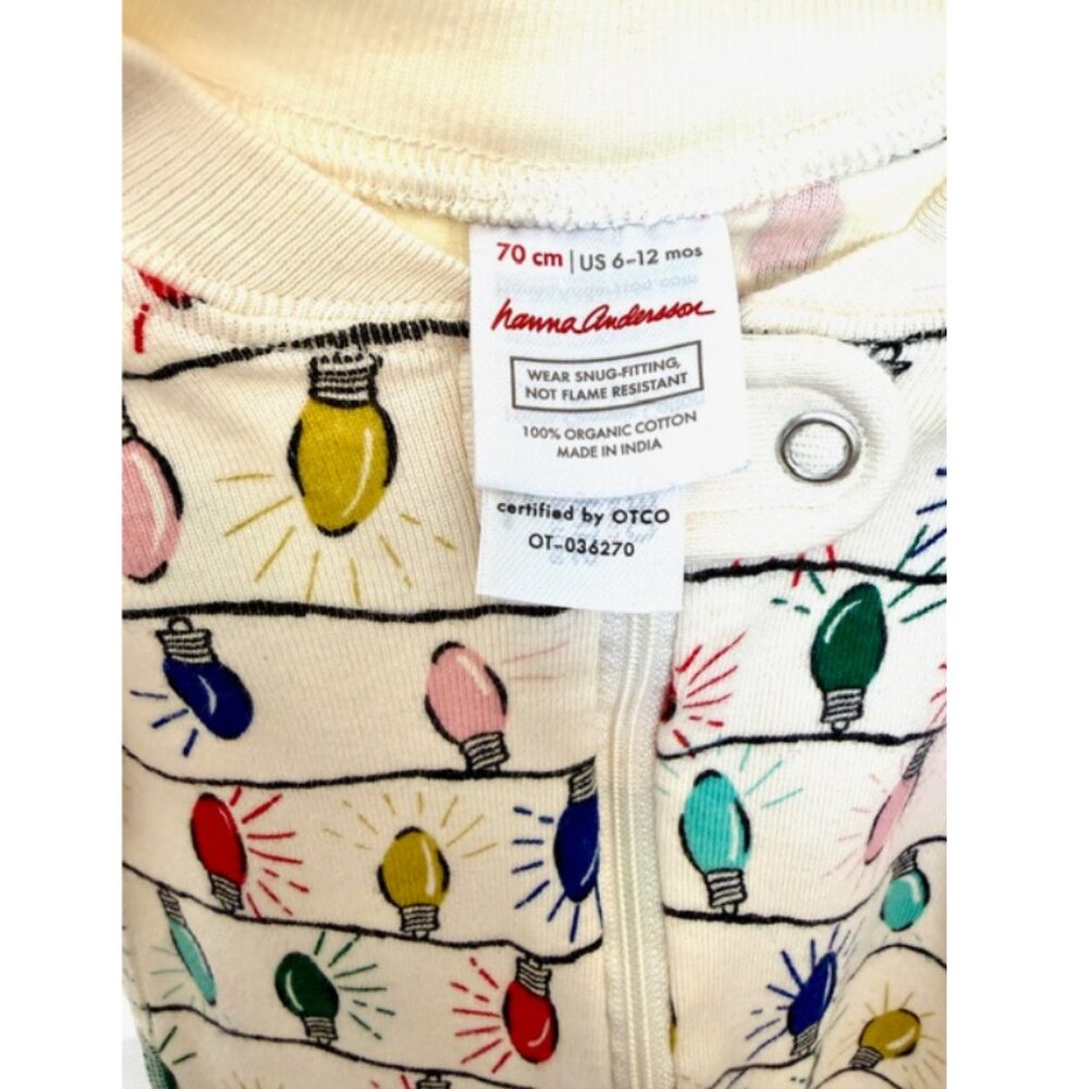 Like New Hanna Andersson Bright Bulbs Baby Zip Sleeper Size 6-12 Mo Boy or Girl - Picture 4 of 4
